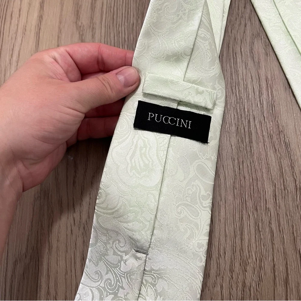 Puccini Men’s Teal and Pale Green Tie Bundle